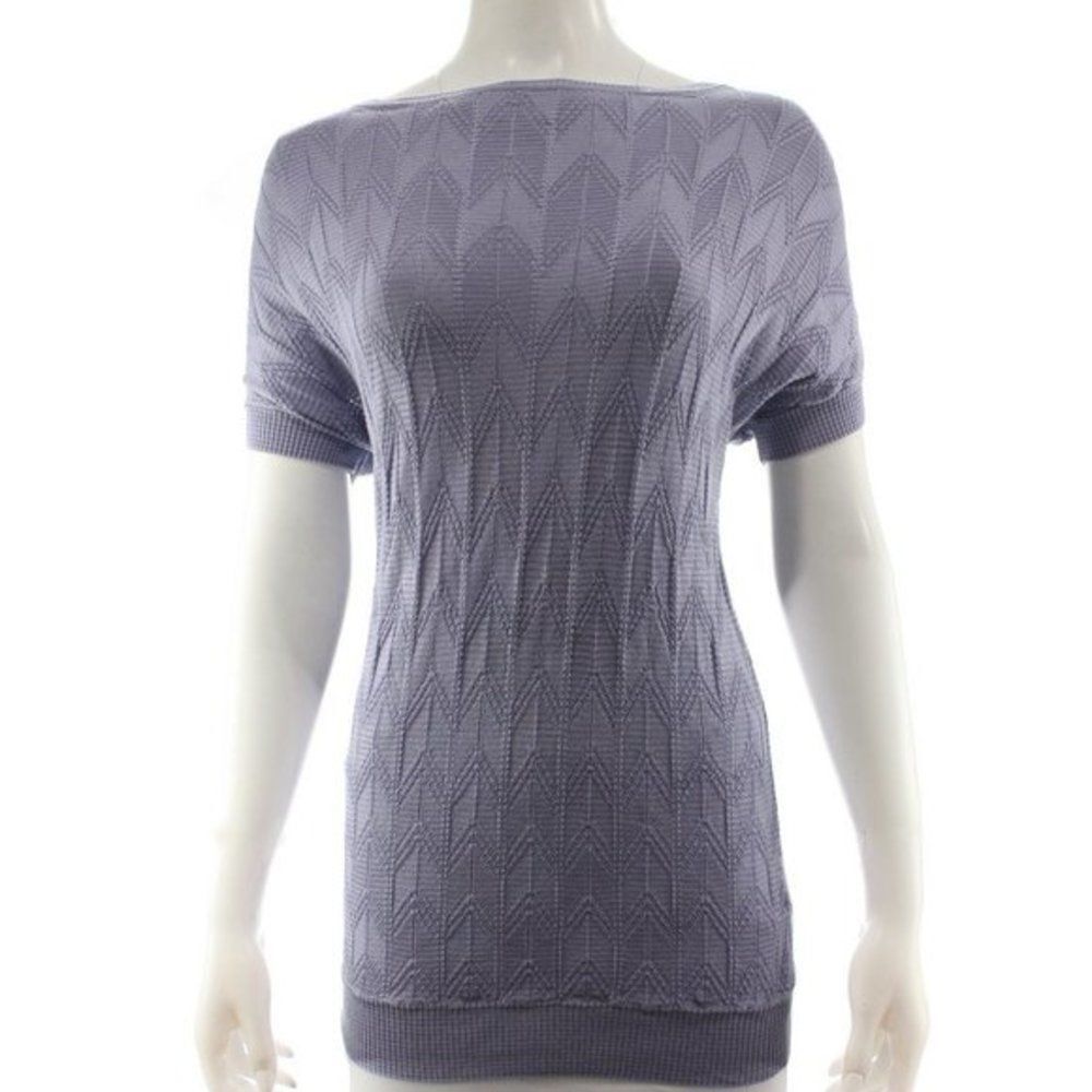 MISSONI Purple Lilac Lavendar Knit Short Sleeved Knit Top Size Medium 
